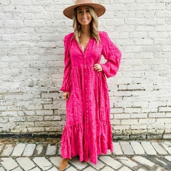 Free People Edie Maxi Dress - Vibrant Hot Pink - Picture 5 of 15